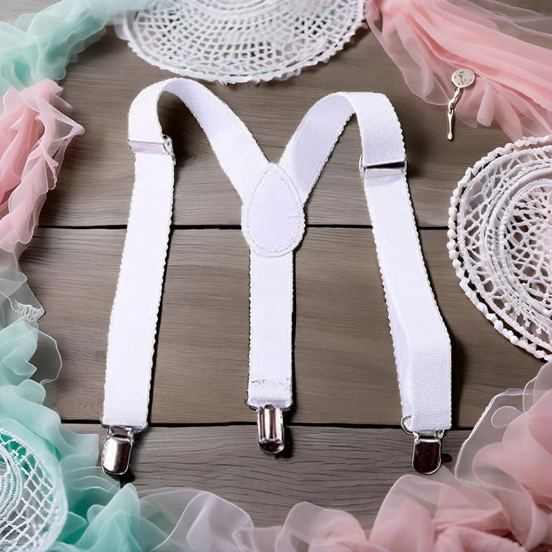 Galyacht White Child Kids Girls Boys Suspenders Braces,Adjustable Clip on Y-Back Elastic Suspenders with Metal Clips for Boys Girls, for Kids Adjustable - Elastic Y Shape Suspender - Image 5